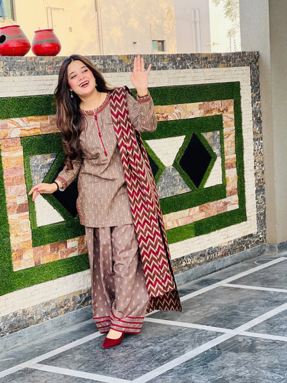 3-Piece Premium Lawn Stitched Dress-240