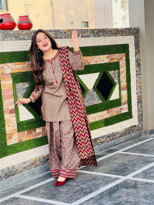 3-Piece Premium Lawn Stitched Dress-240